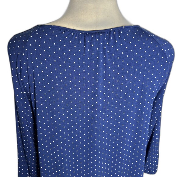 J. Jill Wearever Size Large Blue w/ White Polka Dots 3/4 Length Sleeves 2/$25 - Picture 4 of 10